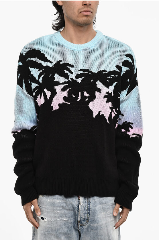 Dsquared2 Tricolor Cotton Crew-neck Sweater