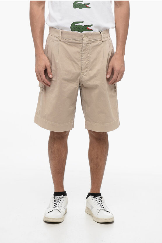 Shop Dolce & Gabbana Triple-pleated Stretch Cotton Cargo Shorts