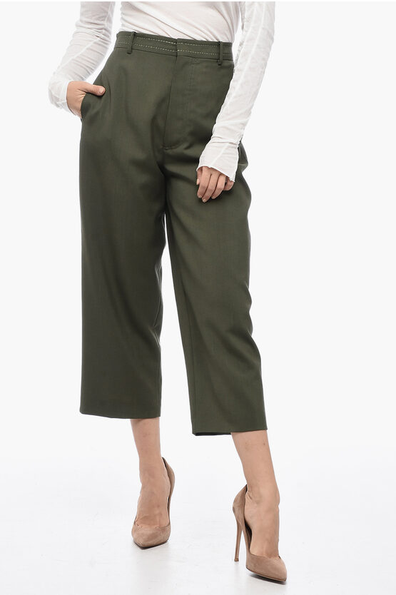 Marni Tropical Cropped Pants With Visible Stitching