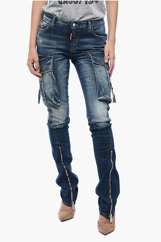 Shop Dsquared2 Trumpet Cargo Fit Denim With Zipped Bottoms 20 Cm