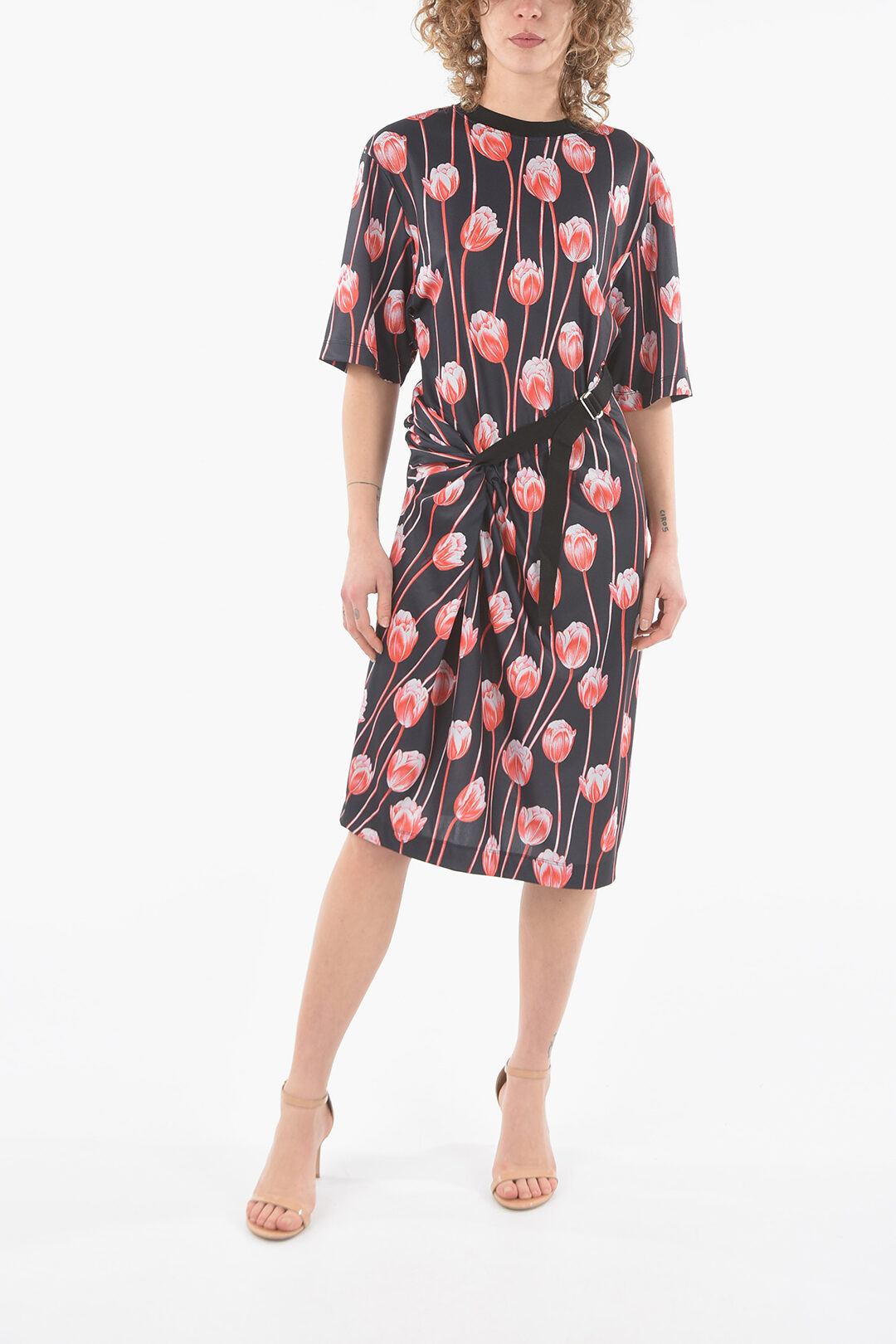 Kenzo Tulip-printed T-shirt-dress with Asymmetric D-ring Belt women -  Glamood Outlet