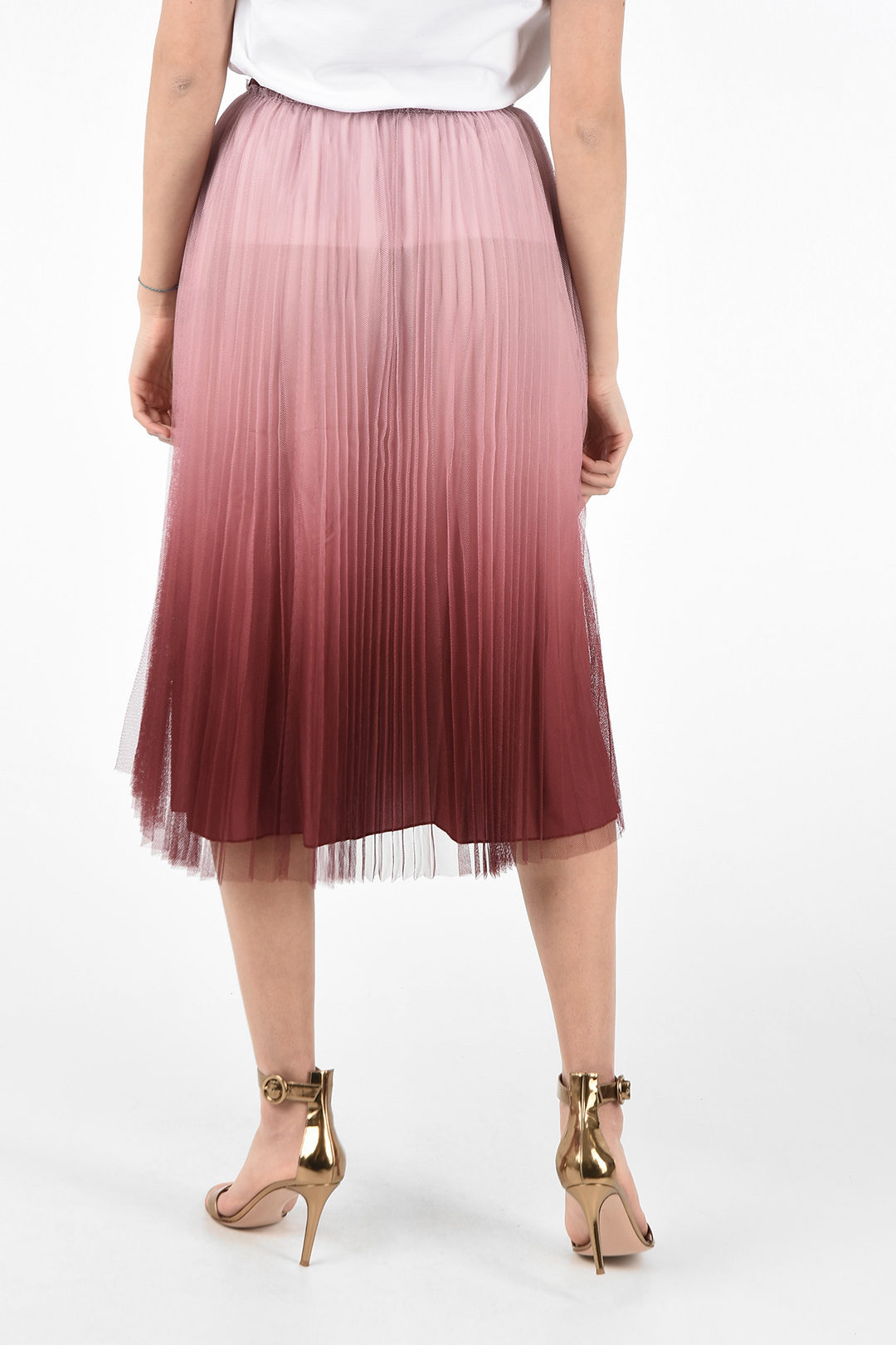 Red Valentino Tulle Accordion Skirt with Elastic Waist Band women Outlet