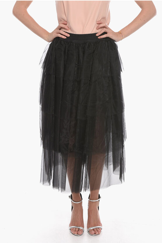 Altea Tulle Githa Flounced Long Skirt In Black
