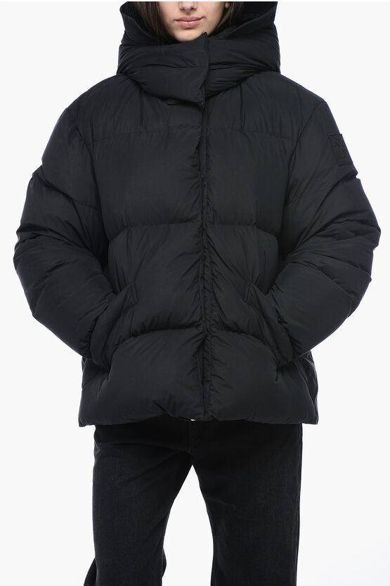 Shop Off-white Turteneck Down Jacket With Logo Patch