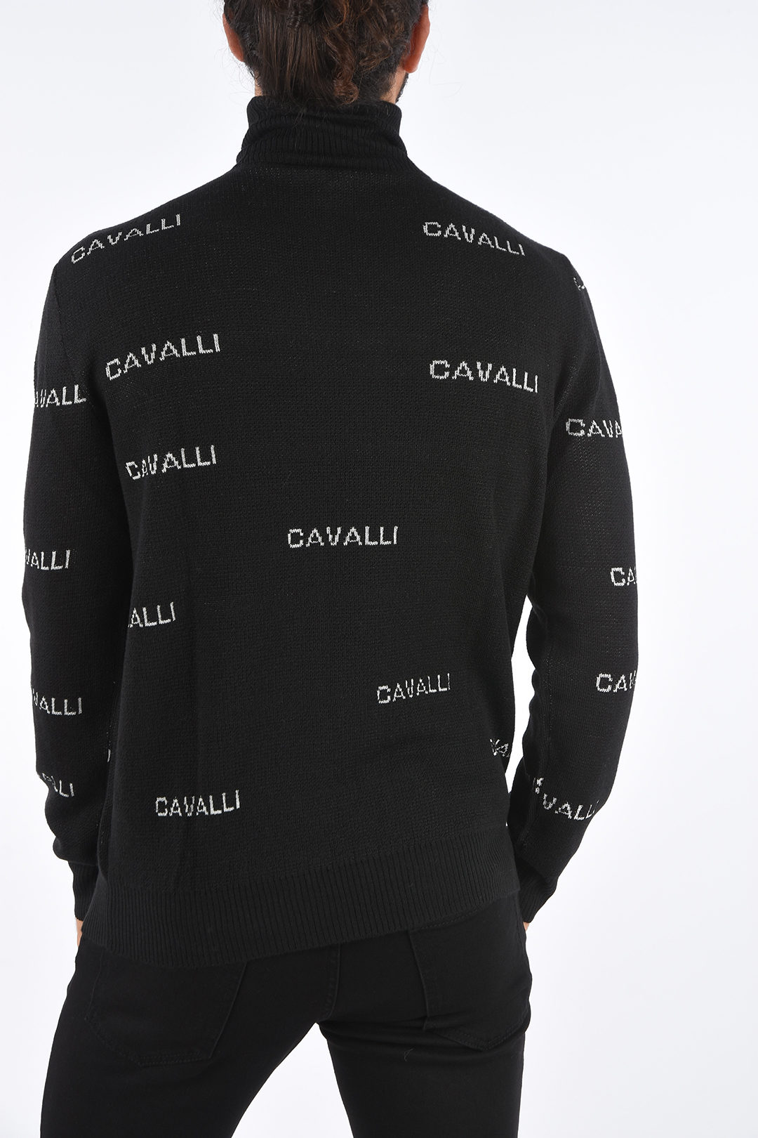 Mens Clothing Sweaters and knitwear Turtlenecks Just Cavalli Wool Turtleneck in Black for Men 