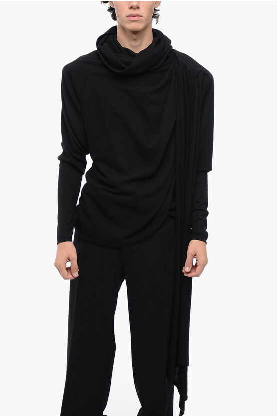 Shop Saint Laurent Turtle Neck Sweater With Draping