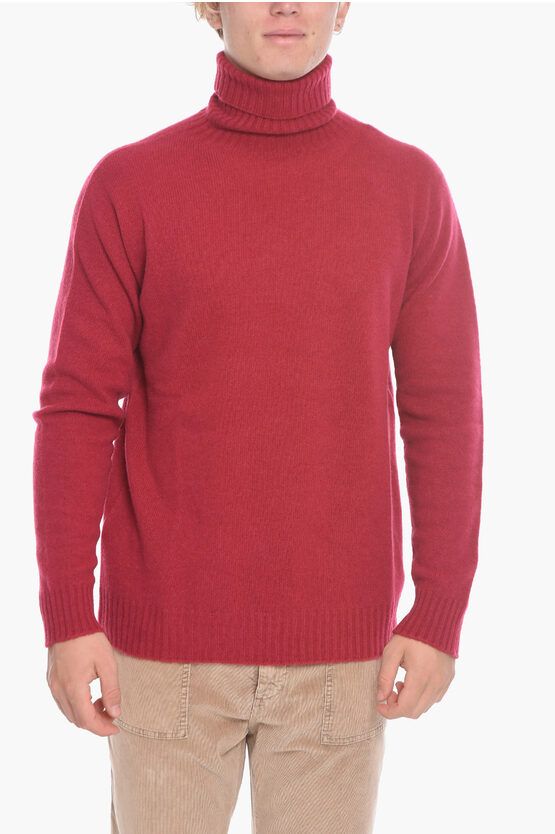Altea Turtle-neck Jumper With Ribbed Trims In Red