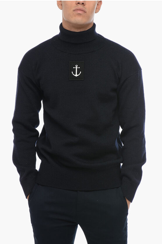 Shop Jil Sander Turtleneck Anchor Pullover With Front Patch