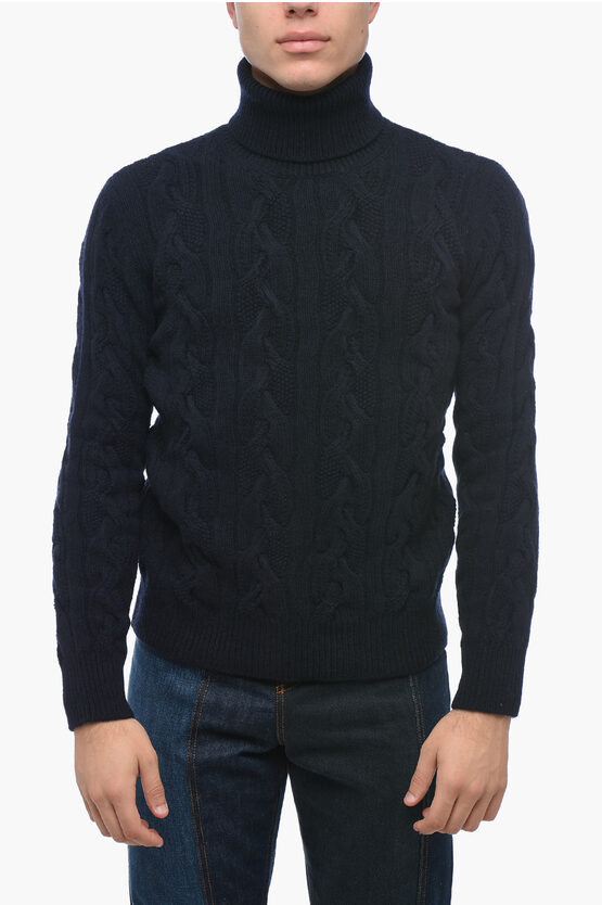 Shop Altea Turtleneck Aran Virgin Wool Sweater