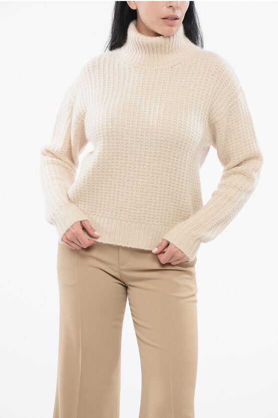 Gucci Turtleneck Cashmere Blend Pullover With Ton Sur Ton Logo