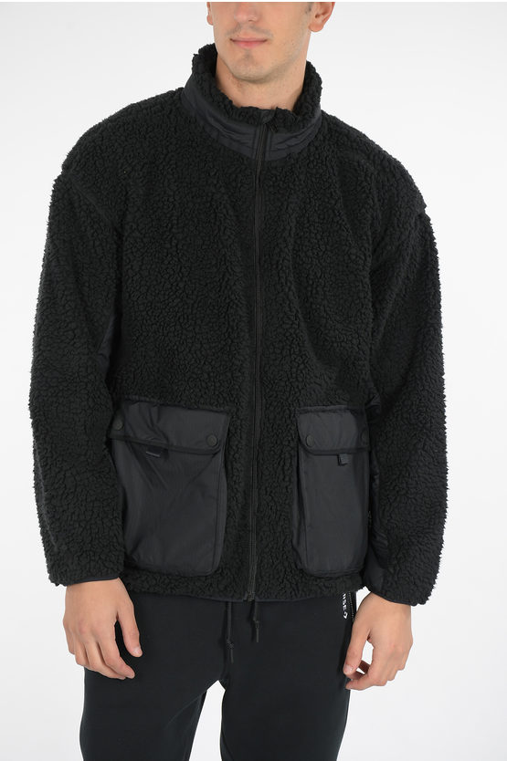 Converse Turtleneck Counter Climate Sherpa Jacket In Black