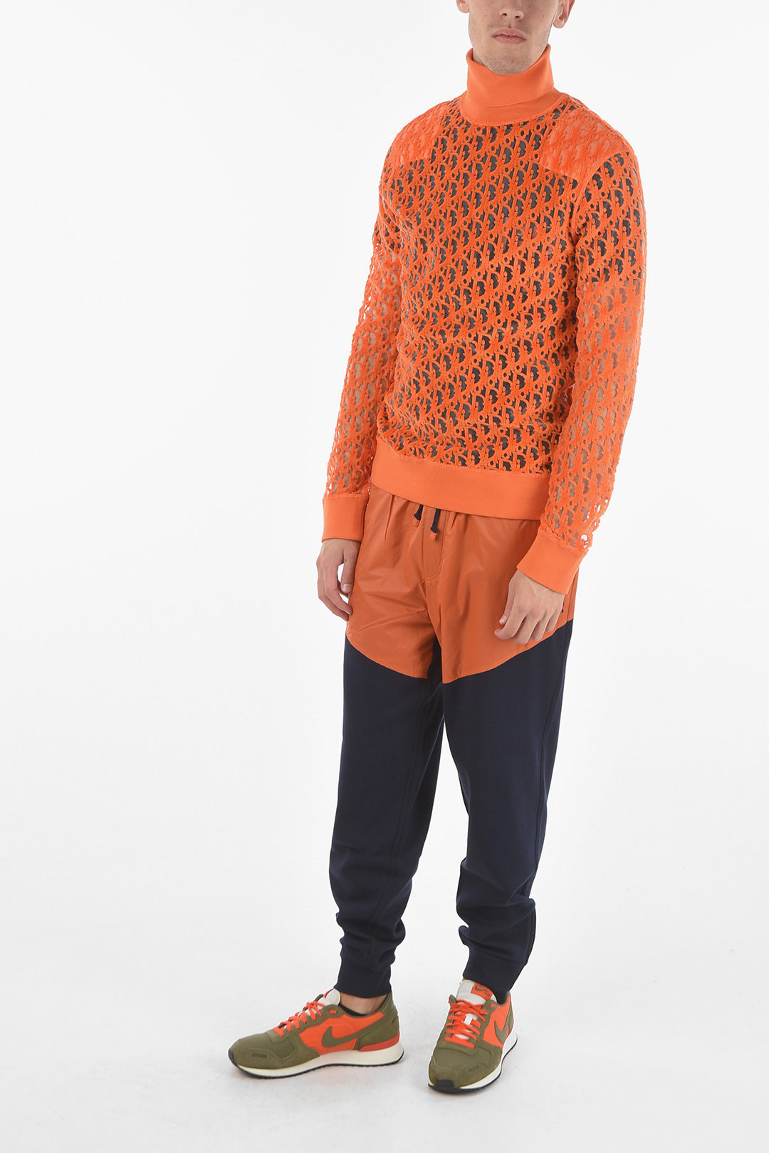 Dior Turtleneck Cuffed Monogram Mesh Sweater men - Glamood Outlet