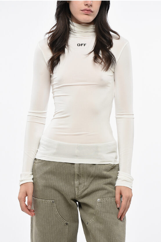 Off-white Turtleneck For Ever Sweater With Monogram Grösse 40 In White