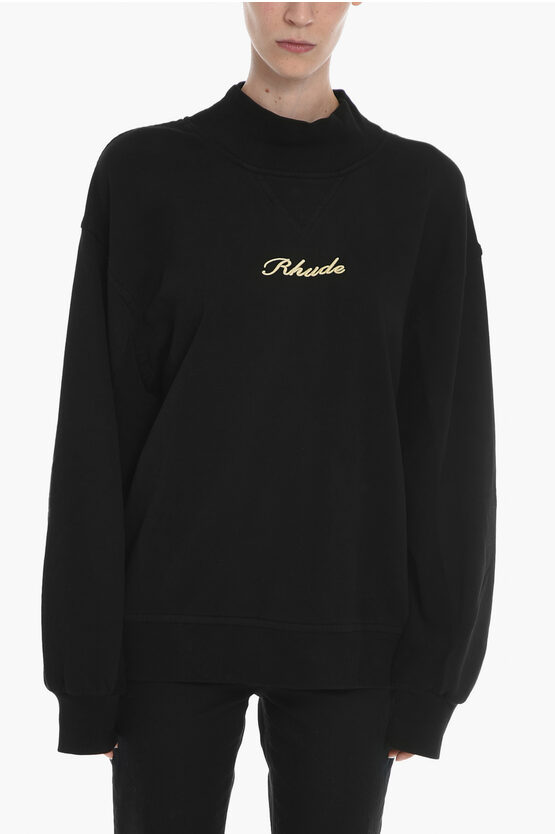Rhude Turtleneck Maxi Sweatshirt With Embroidery In Black