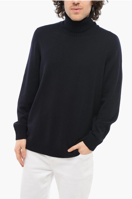 Drumohr Turtleneck Merino Wool Sweater With Ribbed Edge