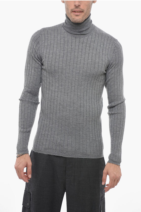 Shop Prada Turtleneck Ribbed Pure Cashmere Sweater