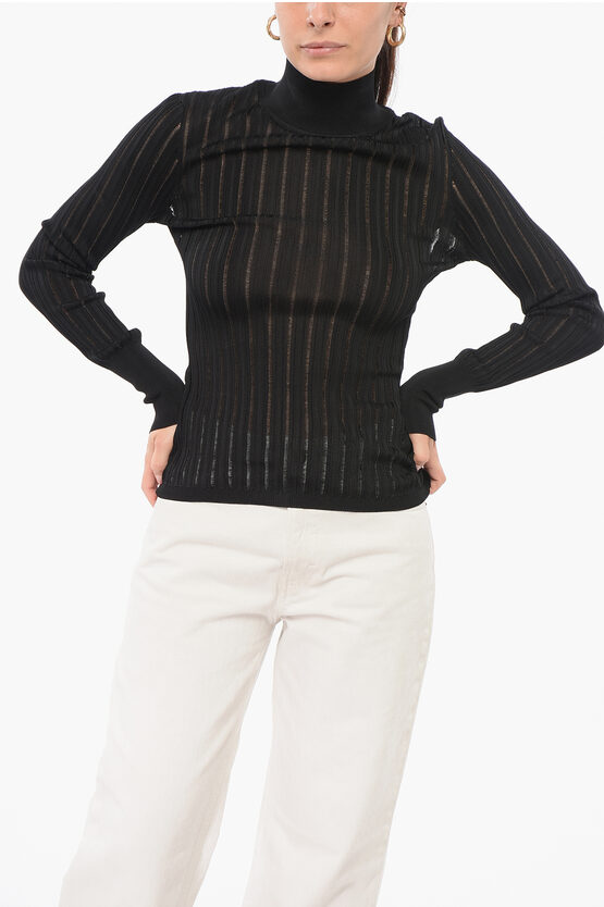 Alaïa Black Shiny Crinoline Turtleneck