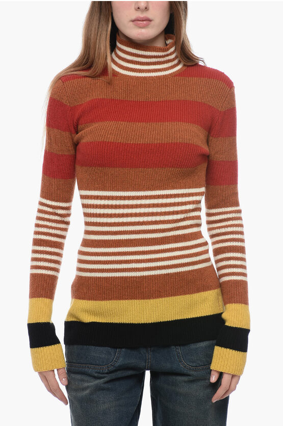 Shop Maison Margiela Turtleneck Striped Sweater