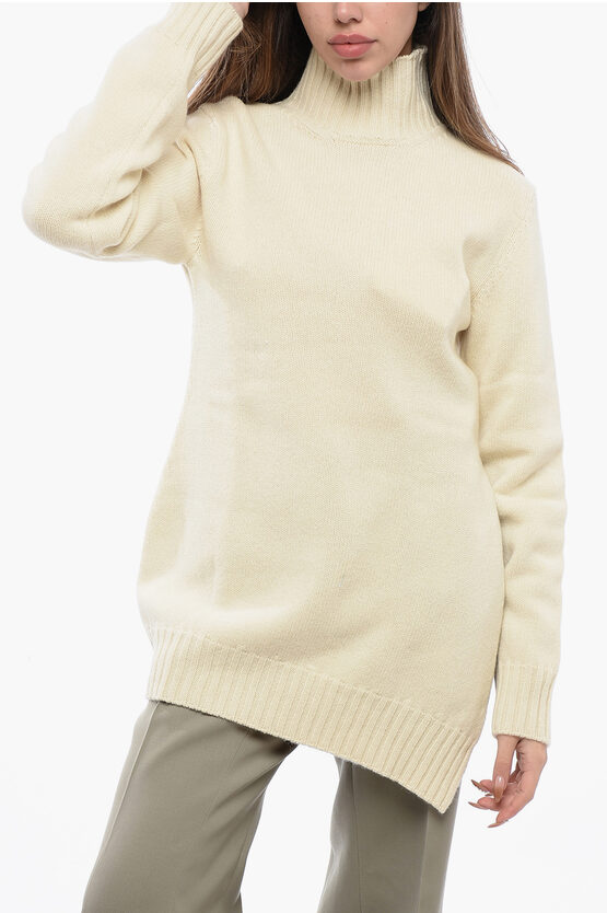 Jil Sander Turtleneck Sweater With Asymmetric Hem