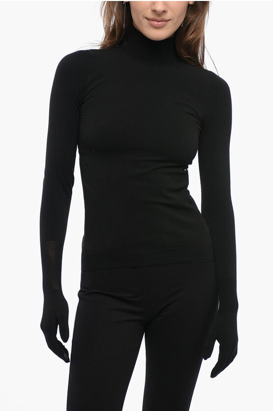 BALENCIAGA TURTLENECK SWEATER WITH TOUCHSCREEN GLOVES