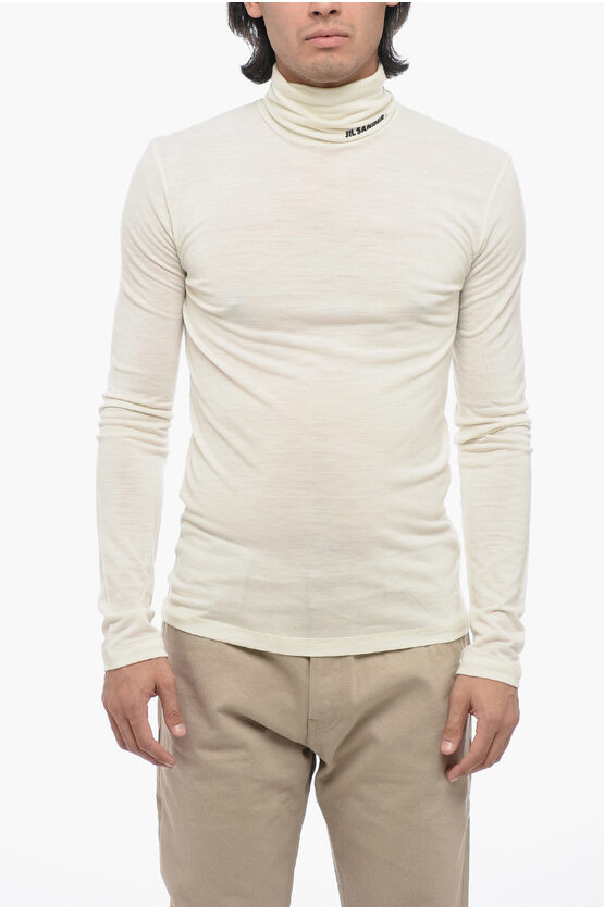 Shop Jil Sander Turtleneck Tech Wool Sweater