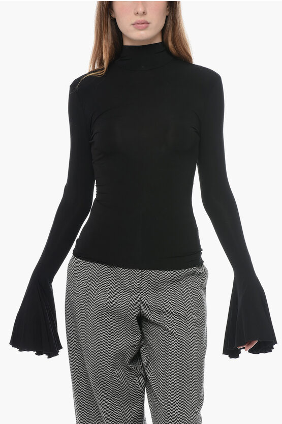 Shop Nensi Dojaka Turtleneck Top With Godet Cuffs