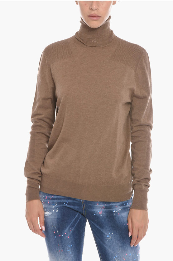 Amiri Turtleneck Wool And Cashmere Sweater In Brown