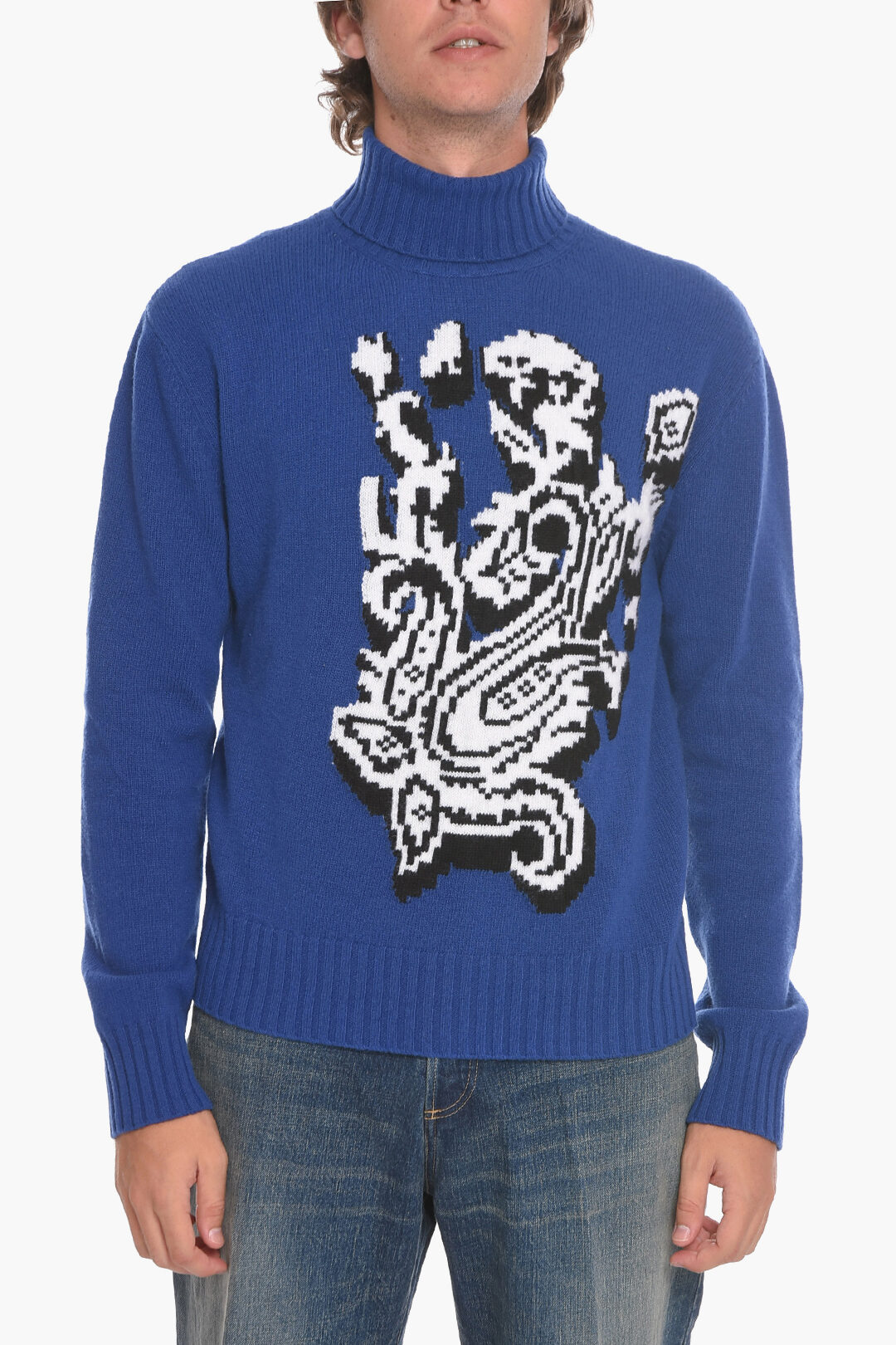 Etro Turtleneck Wool Sweater with Paisley Inlay men Glamood Outlet