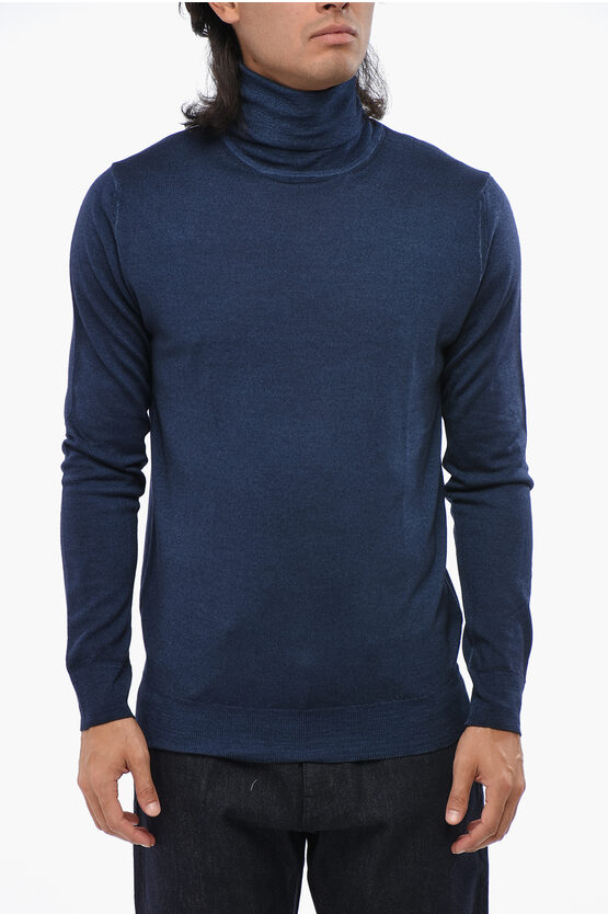 Aspesi Turtleneck Wool Sweater In Blue