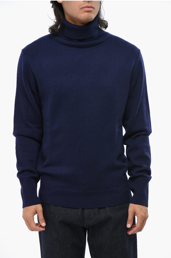 Aspesi Turtleneck Wool Sweater In Blue