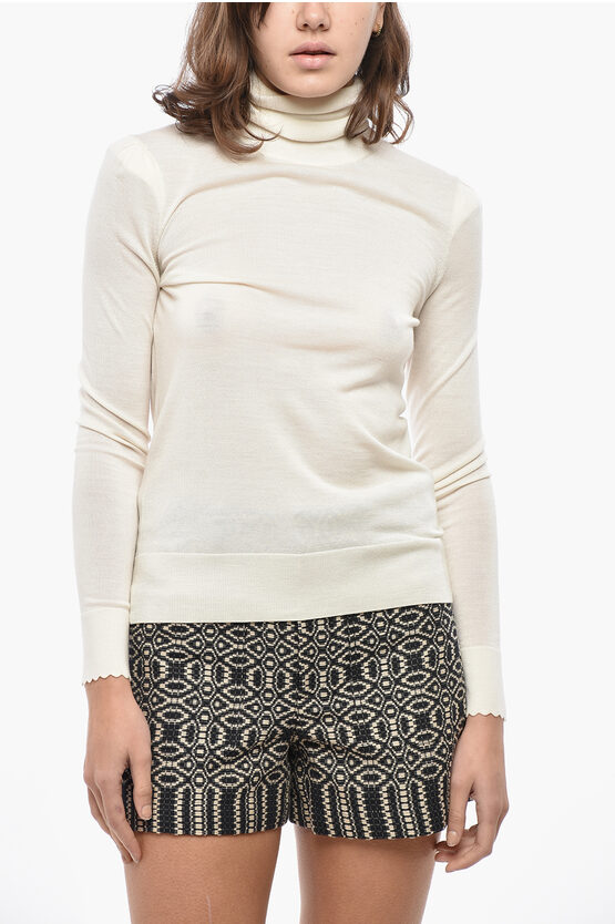 Chloé Turtleneck Wool Sweater In Neutral