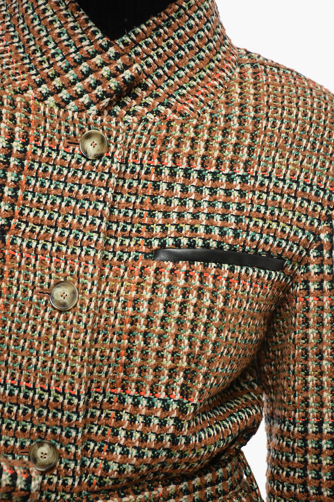 Stella McCartney Tweed Belted Blazer with Eco-Leather Trims