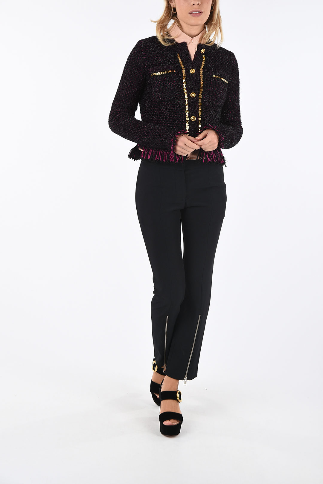ジャケット VERSACE FW24 TWEED BLAZER (1015744 1A100961B000) Versace Black Tweed Boucle Jacket – David Lawrence
