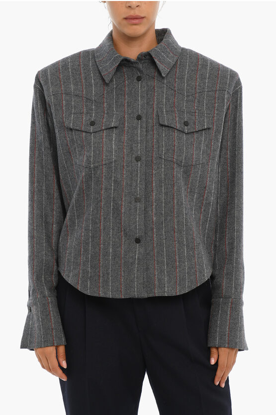 The Mannei Tweed Shirt With Shoulder Pads In Gray