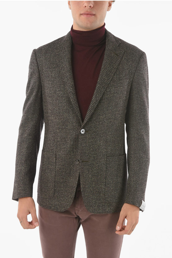 Corneliani Tweed Wool-blend Gate 2-button Blazer With Patch Pockets In Green