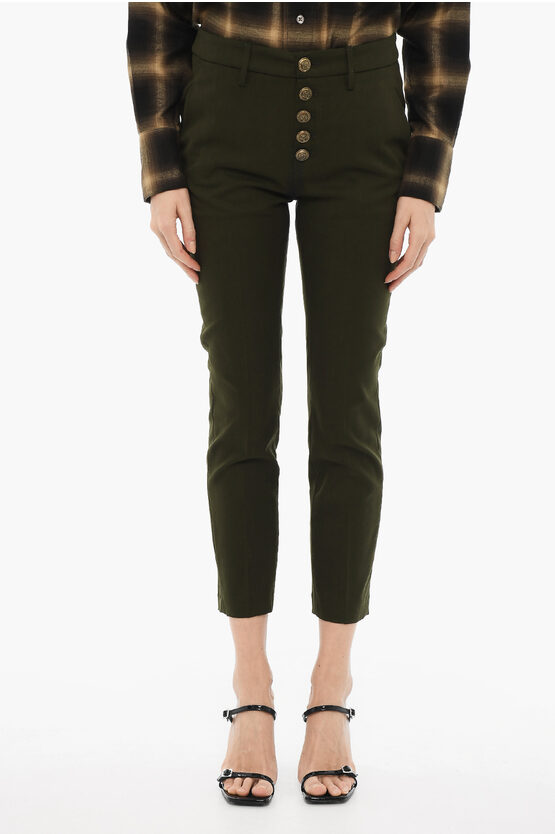 Shop Dondup Twill Carmen Pants With Golden Buttons