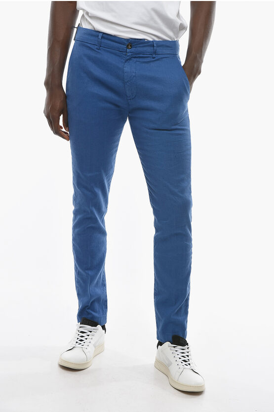 Cruna Twill Cotton And Linen Marais Casual Pants In Blue
