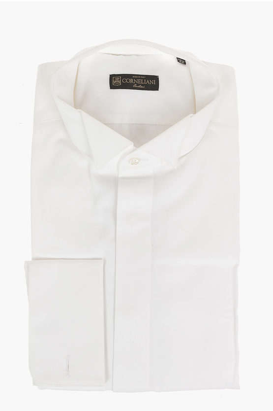 Corneliani Twill Cotton Ceremony Shirt With Wing-tip Collar