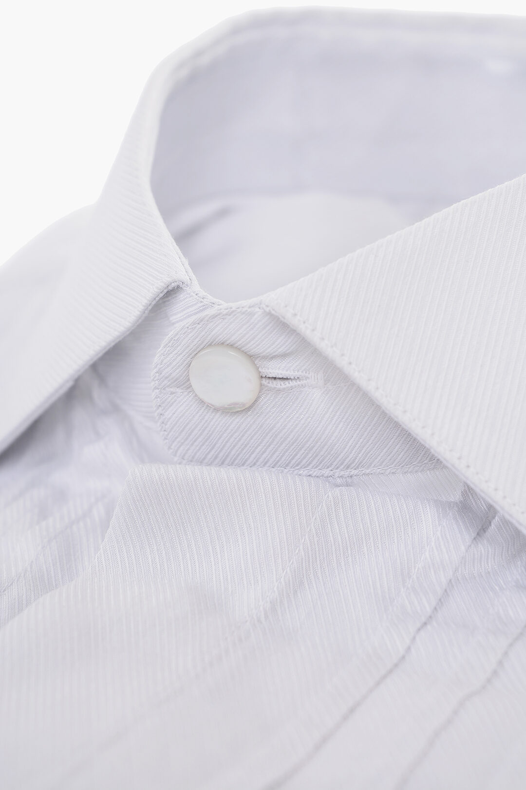 1200~Hidden Buttoning Cotton Slim Fit Shirt with Handkerchief