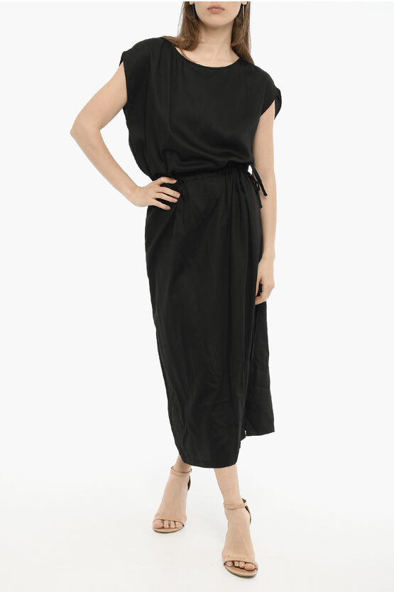 Woolrich Twill Solid Color Maxi Dress In Black