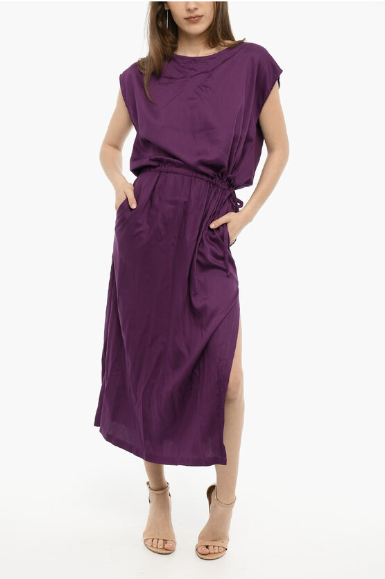Woolrich Twill Solid Colour Maxi Dress In Purple