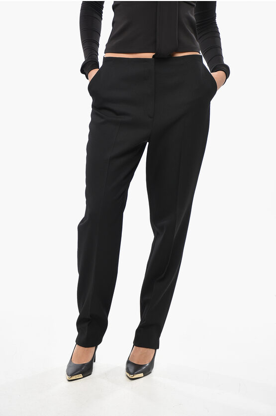 Partow Twill Virgin Wool Pants With Concealed Closure In Black