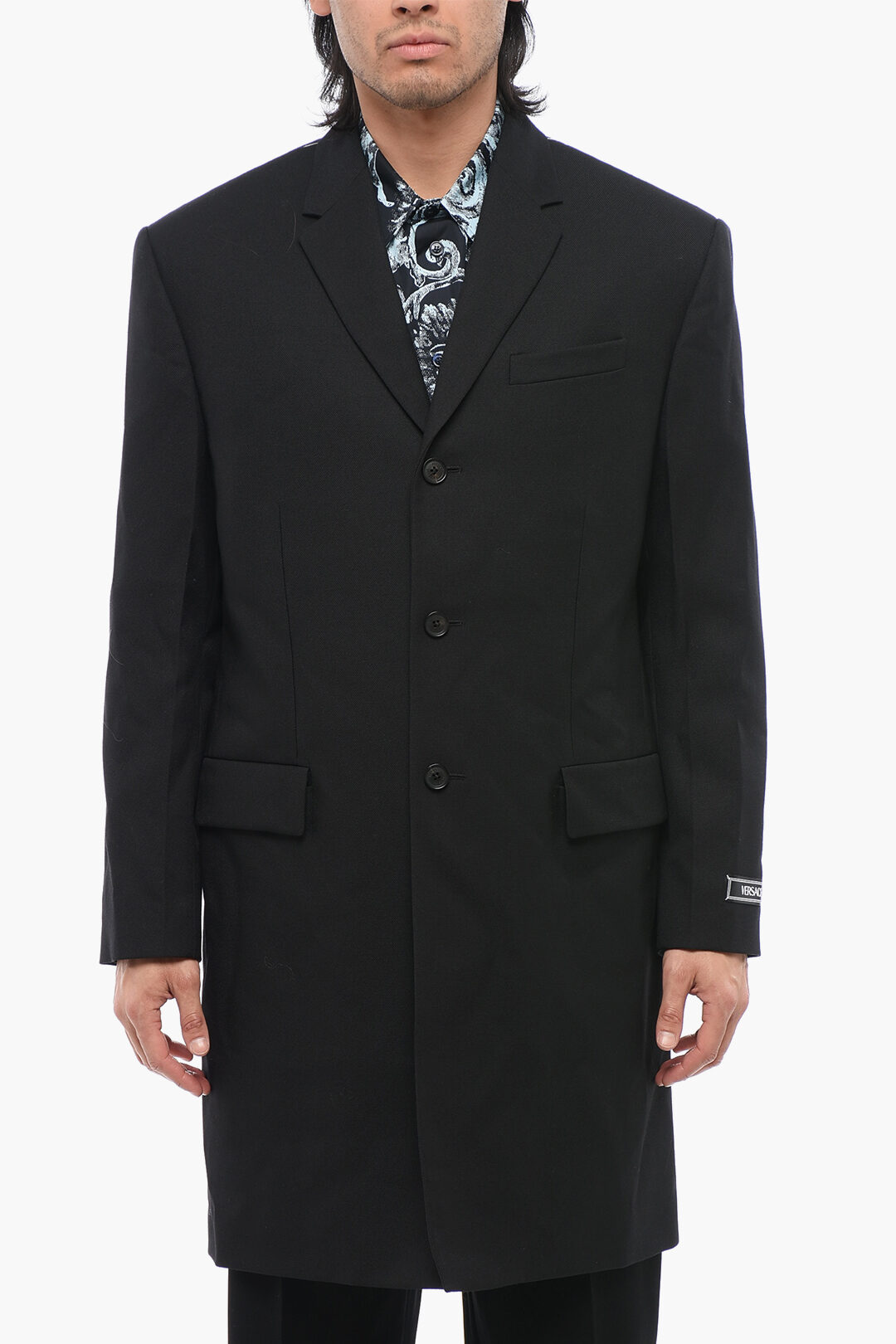 Versace Twill Virgin Wool Slim Fit Coat men - Glamood Outlet