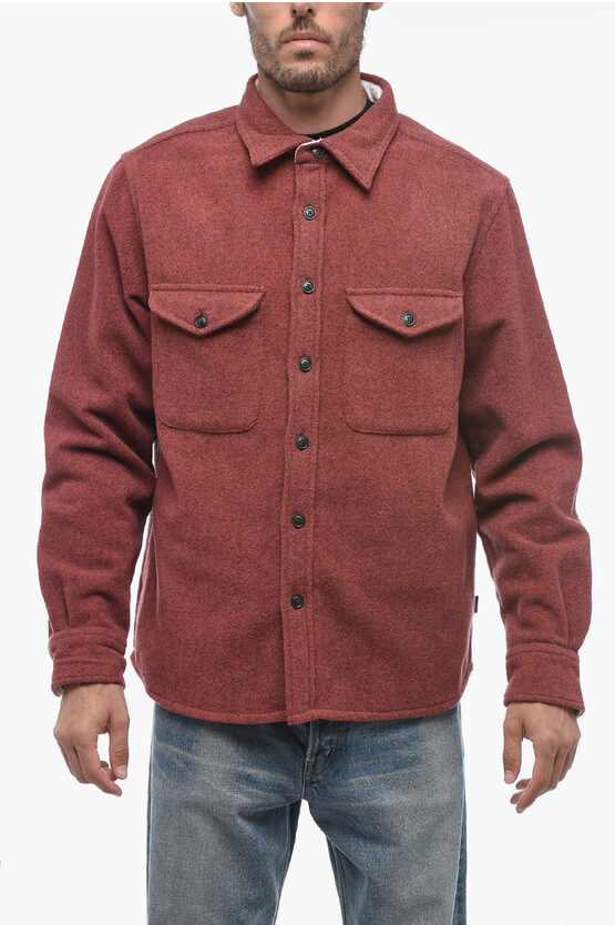 Shop Woolrich Twill Wool And Nylon Alaskan Overshirt With Double Breast Po