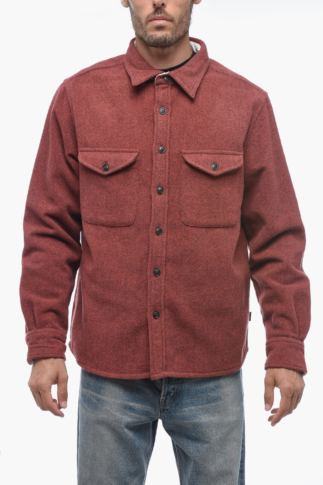 Woolrich Twill Wool and Nylon ALASKAN Overshirt with Double Breast