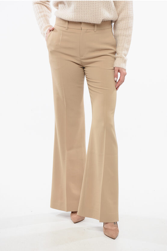 CHLOÉ TWILL WOOL FLARED FIT PANTS