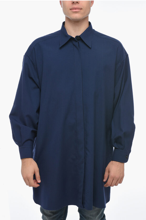 Shop Destin Twill Wool Linda Overshirt With Hidden Buttoning