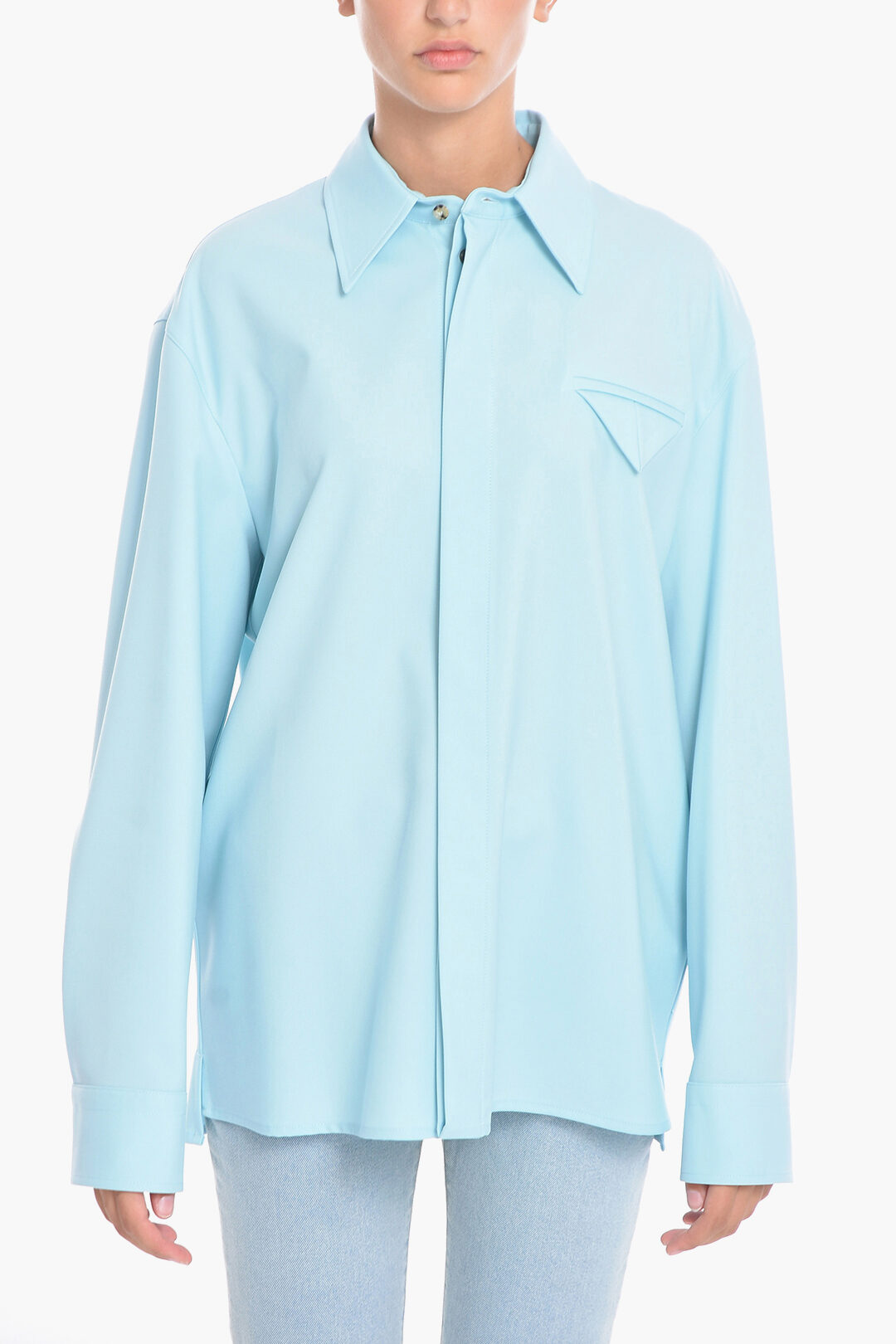 Bottega Veneta Twill Wool Shirt with Triangle Chest Pocket