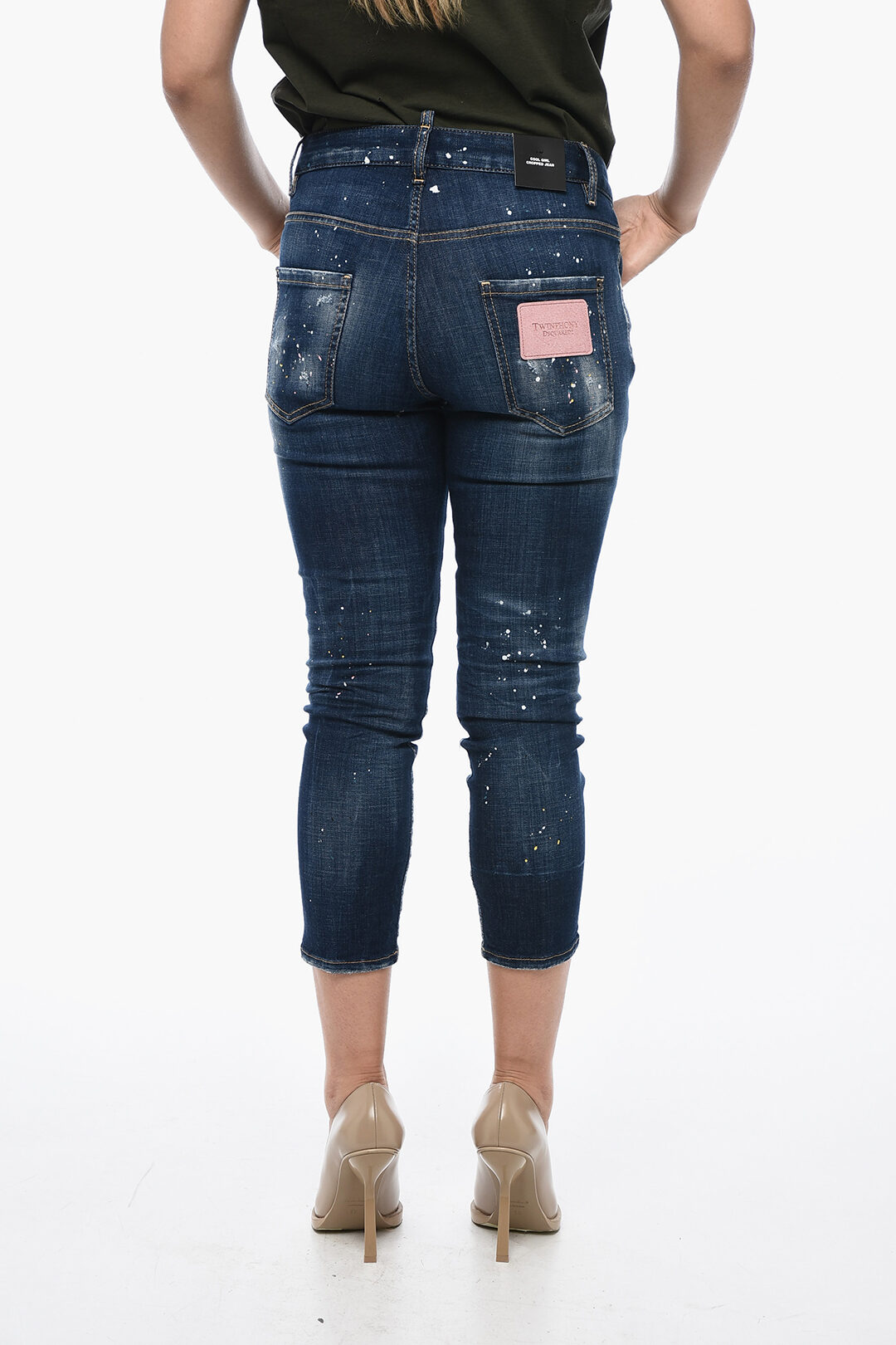 Dsquared2 TWINPHONY Cool Girl Cropped Denims with Paint Dsquared2 TWINPHONY Cool Girl Cropped Denims with Paint