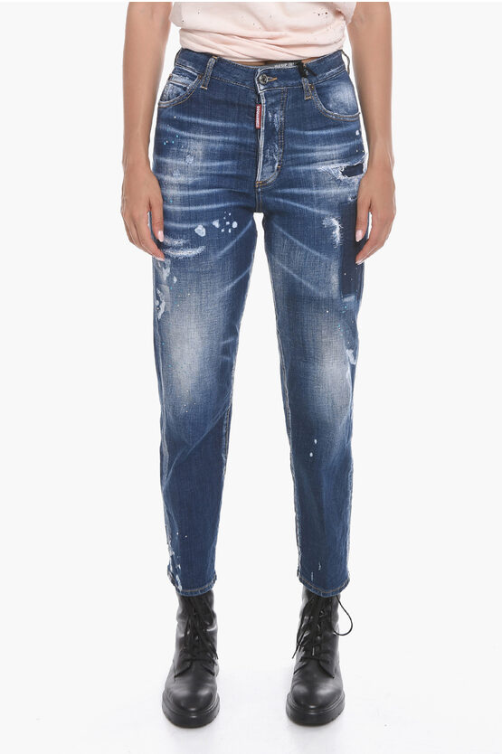 Shop Dsquared2 Twinphony Sketch Effect Boston Fit Denims 18cm